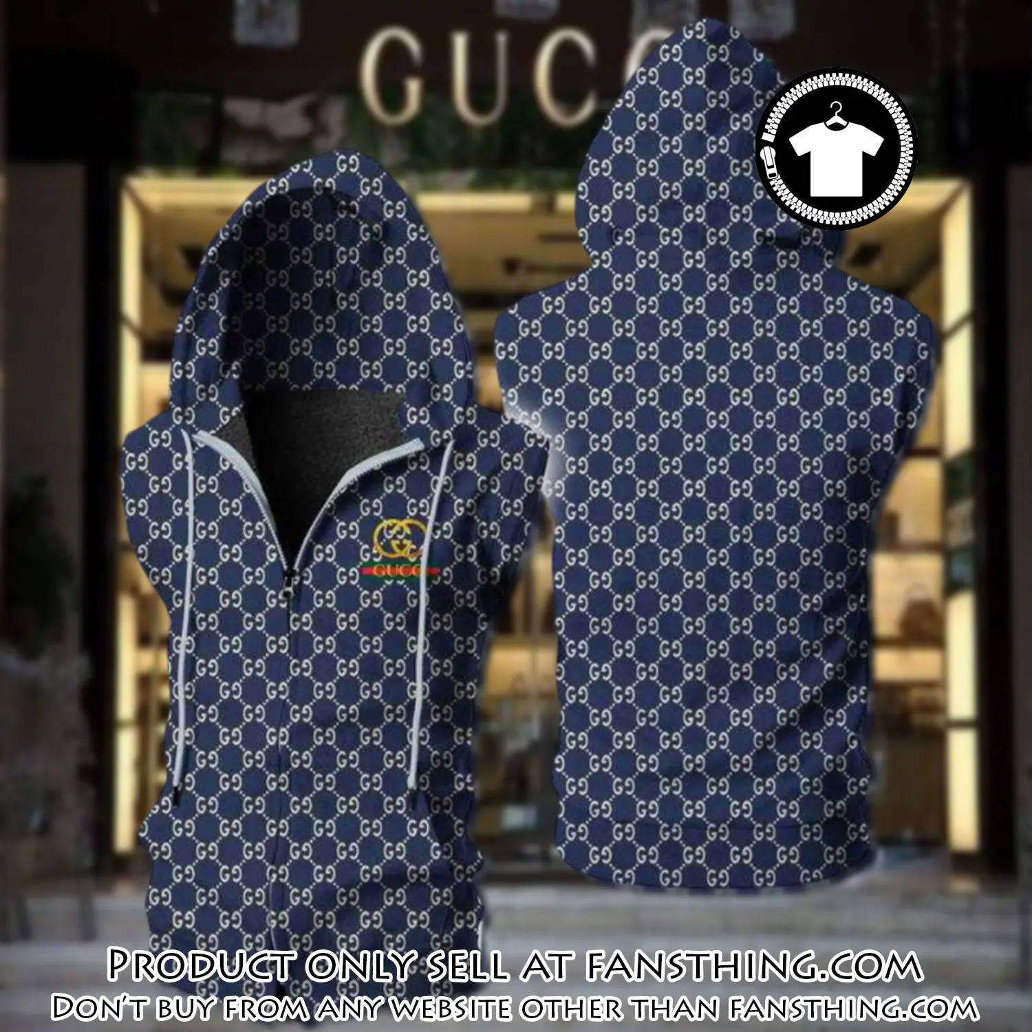 Gucci navy unisex sleeveless zip up hoodie luxury for men women szh005 fst0039286